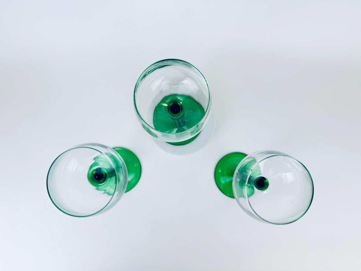 Product image for 'vintage luminarc emerald green stem wine glasses set of 3' (view 3a1e8e)