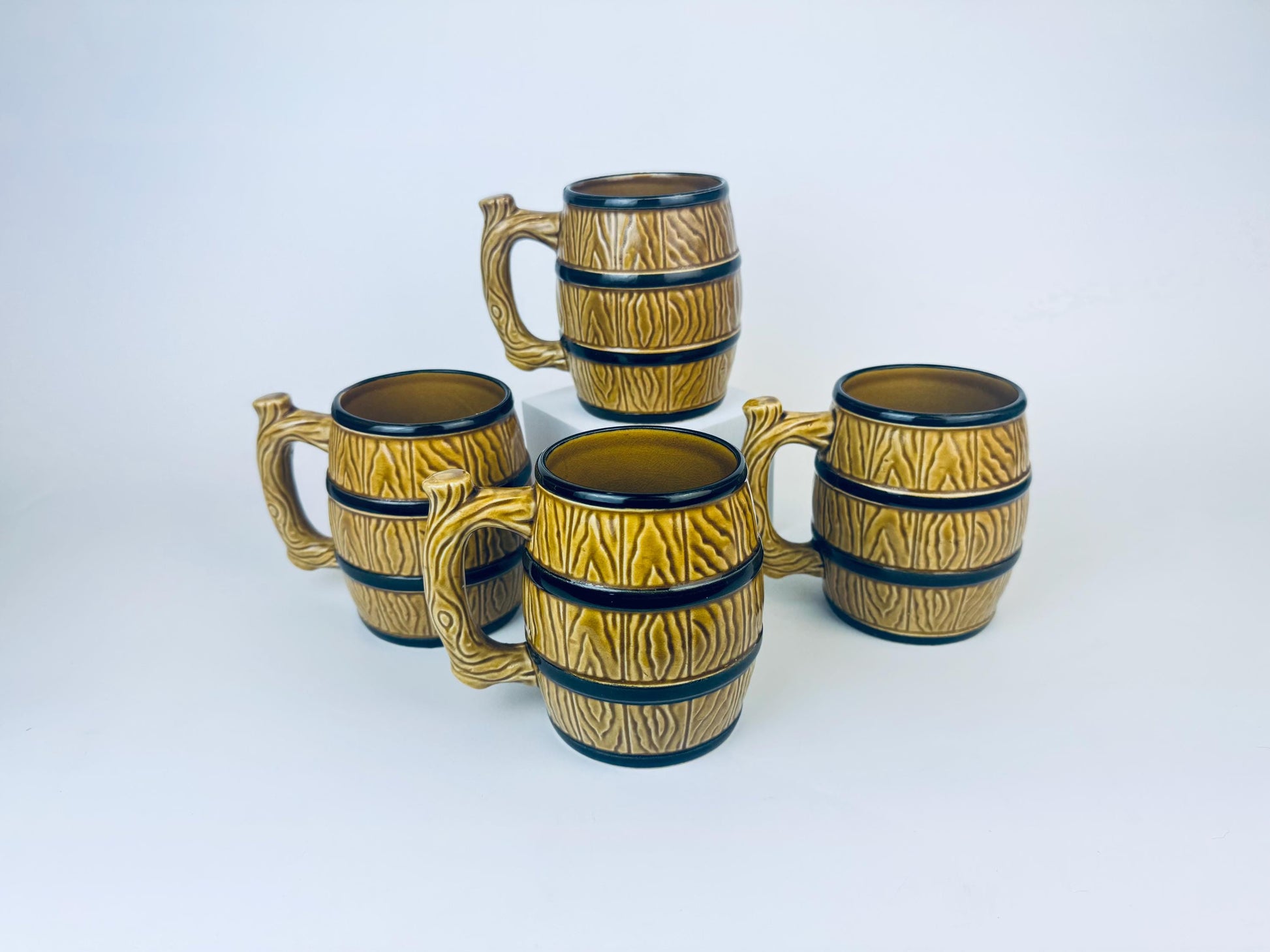 Product image for 'vintage ceramic beer barrel ceramic mugs set of four 4 made in japan' (view 311d21)