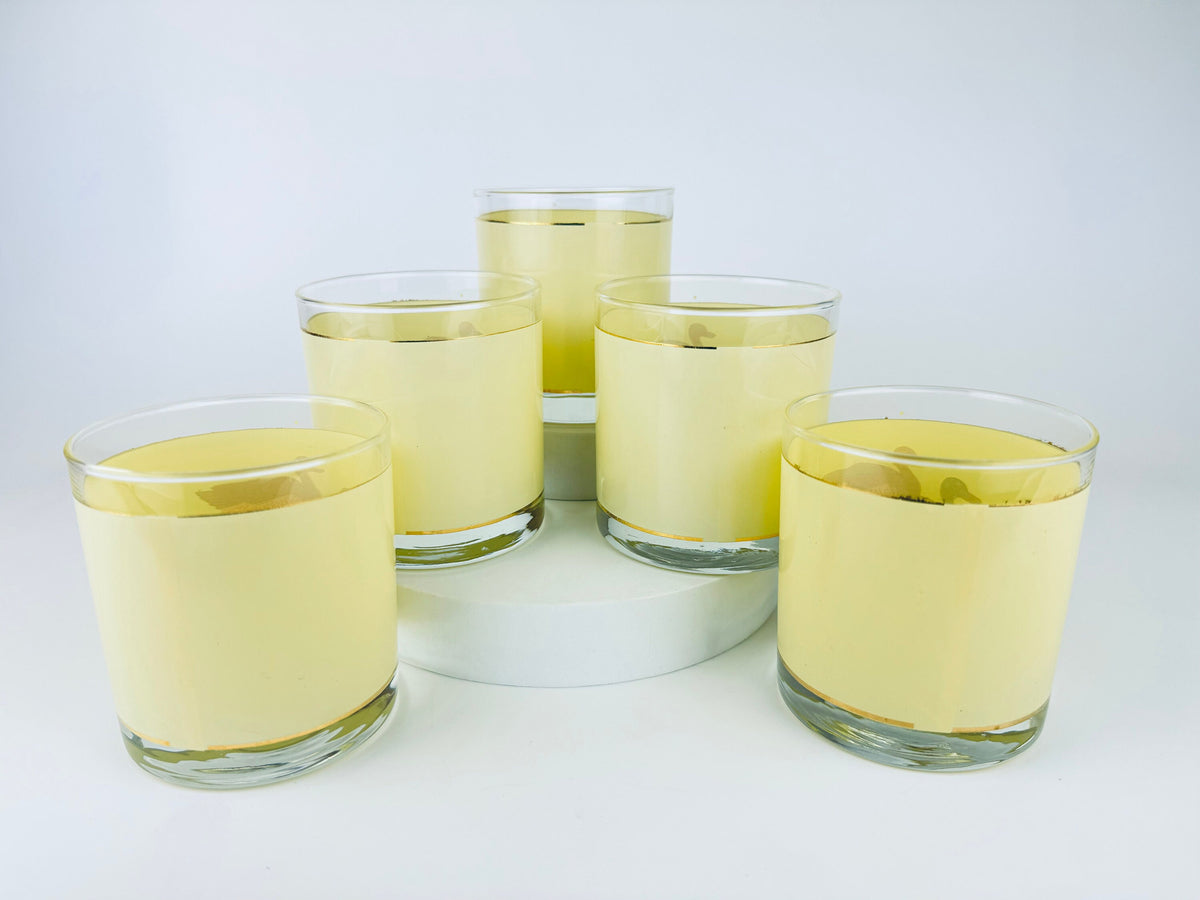 Product image for 'vintage gold stripe and beige duck duo lowball glasses set of five 5 perfect hunter gift' (view ec660d)
