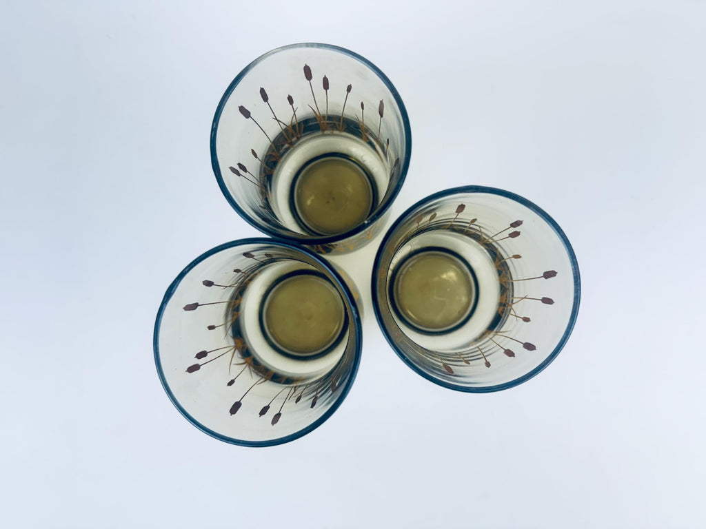 Product image for 'vintage dominion glass cat tails tumbler glasses smokey brown set of three 3' (view 0c7634)