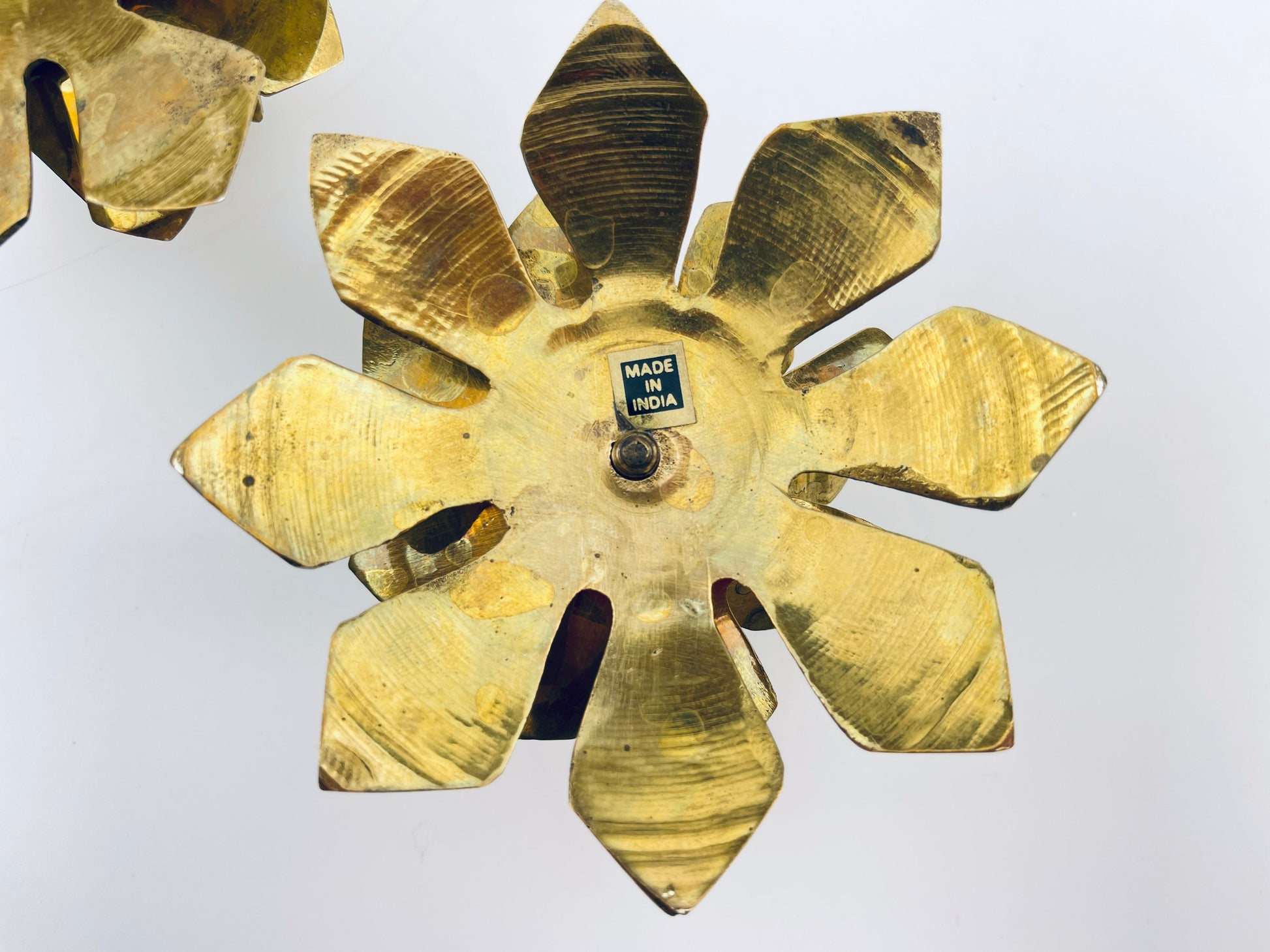 Product image for 'vintage solid brass floral candle holders set of two 2' (view a03039)