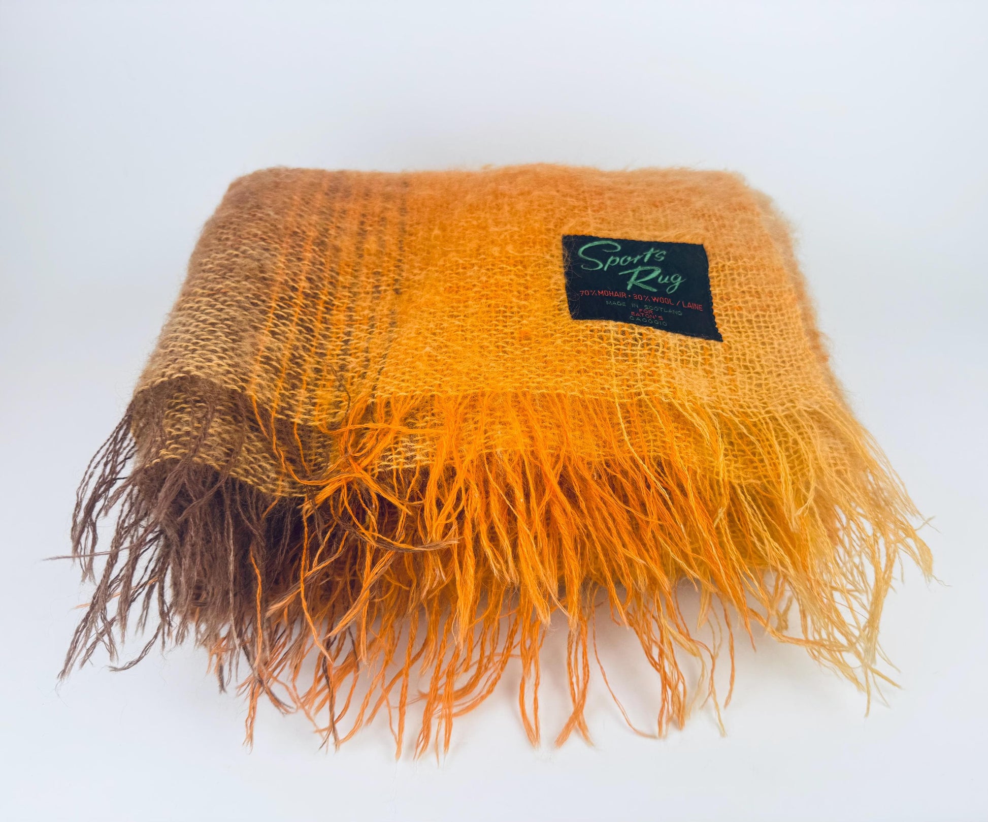 Product image for 'vintage sports rug mohair wool fringe blanket rug made in scotland for eatons' (view 8374b9)