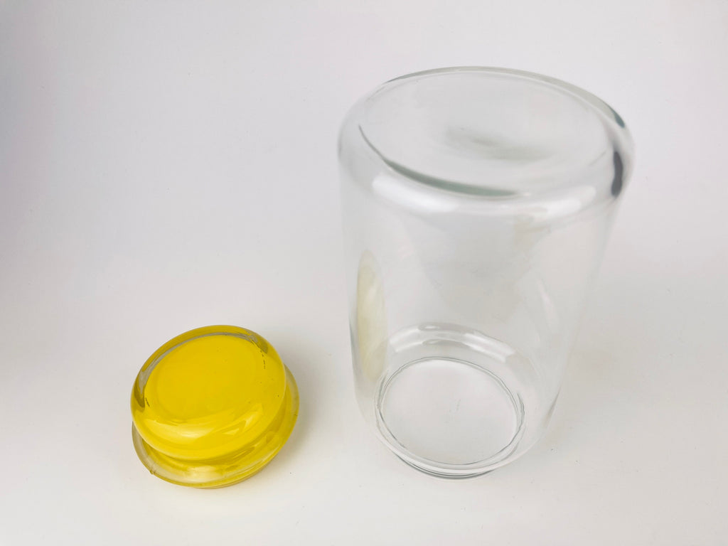 Product image for 'vintage tall airtight glass jar bold yellow lid' (view 3e3817)