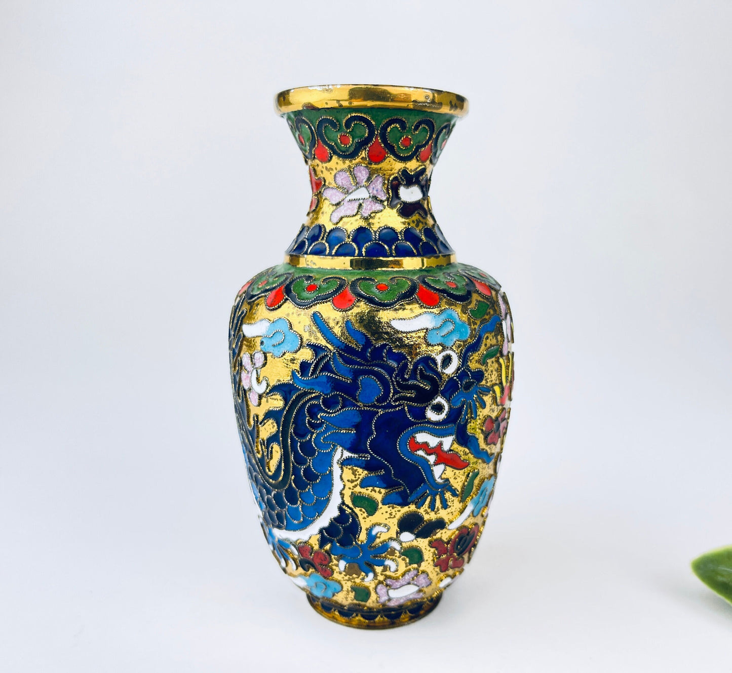 Product image for 'vintage small brass cloisonne vase chinese dragon pattern attractive aged patina' (view 05f39e)
