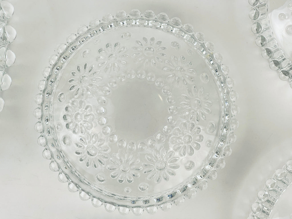 Product image for 'vintage clear crystal glass hobnail daisy floral bowl serving set made in germany by walther glas fabiola line set of five 5' (view c1b945)