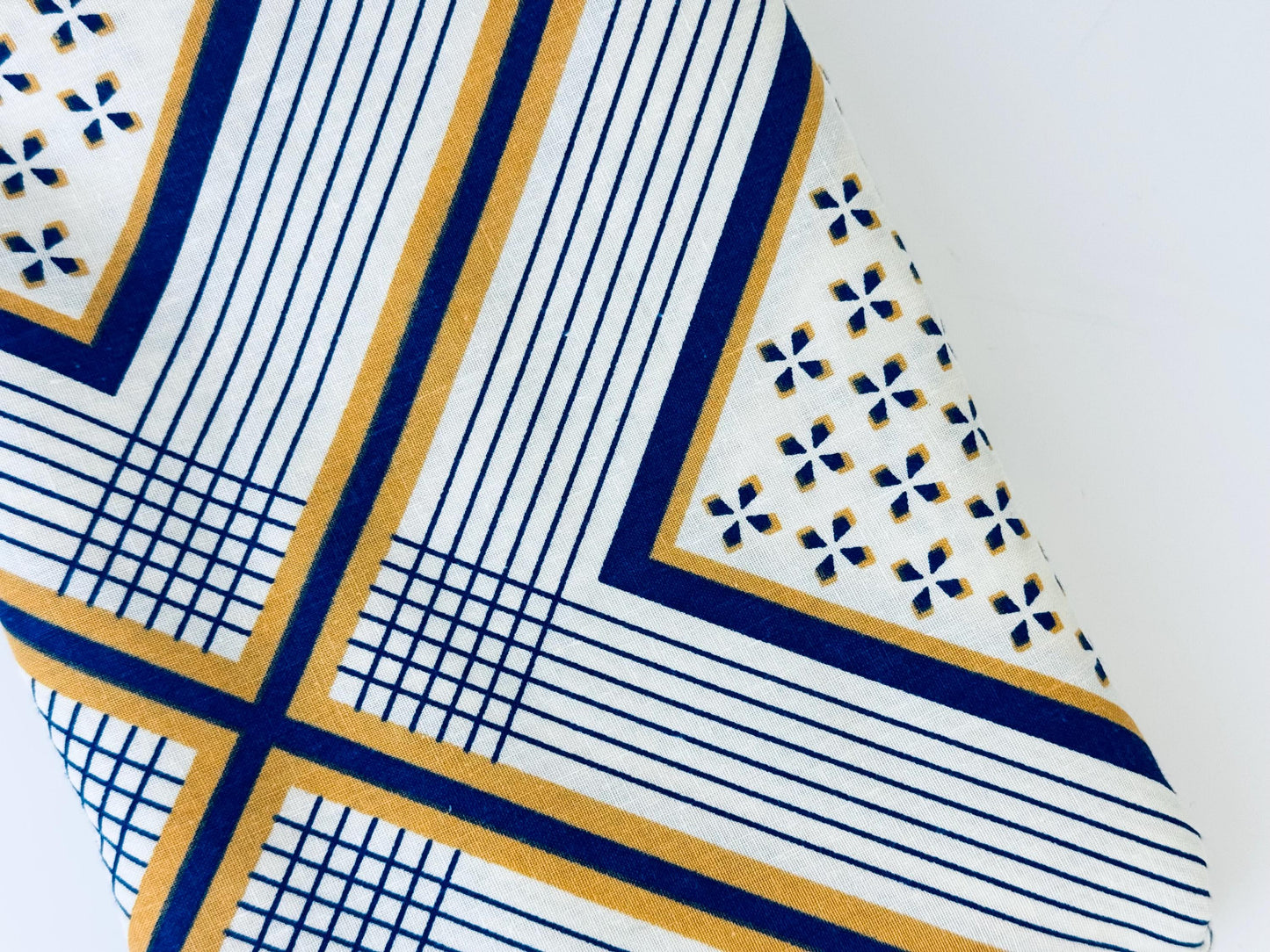 Product image for 'vintage blue yellow white striped fabric material 50 x 78' (view 056853)