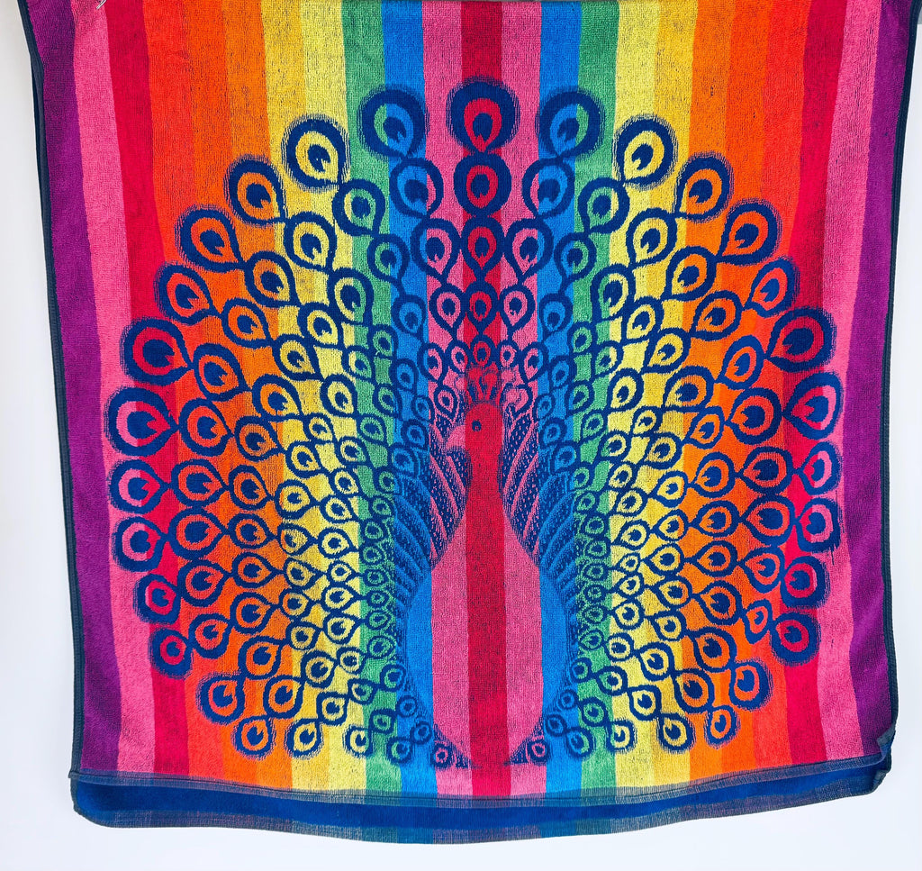 Product image for 'vintage oversized rainbow peacock beach shower towel 100 cotton' (view 1b3096)