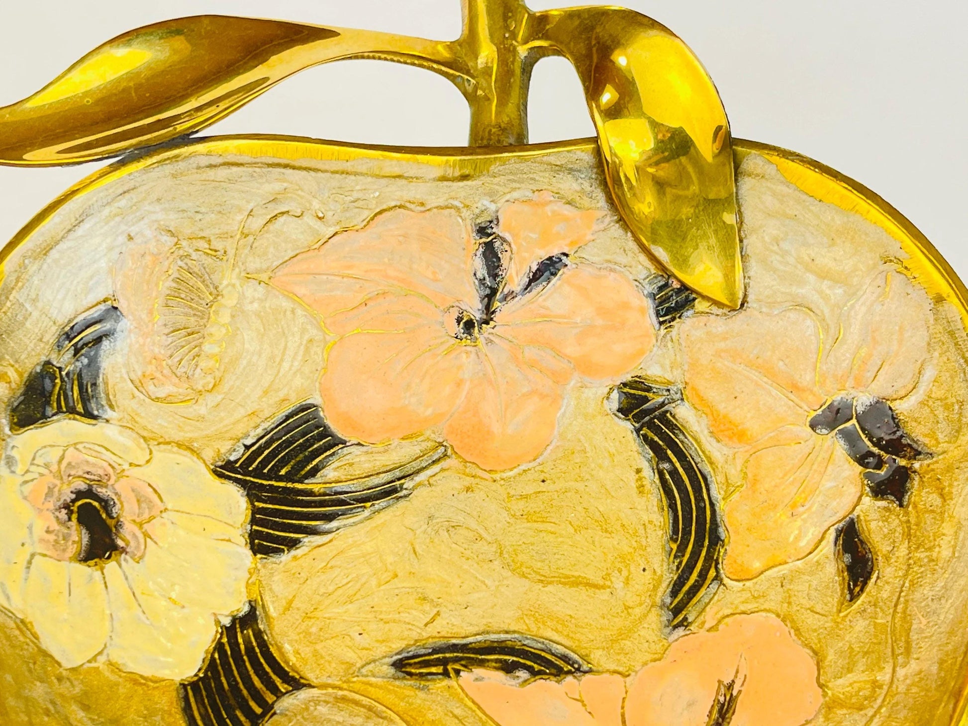 Product image for 'vintage brass cloisonne enamel floral dish hand painted mid century accent sold separately' (view 0cf99f)