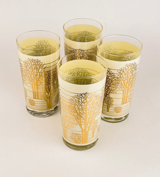 Product image for 'vintage beige gold tree water glasses set of four 4' (view 9856b9)