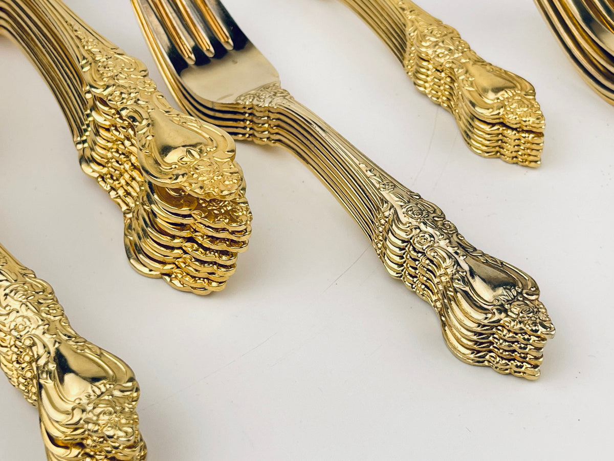 Product image for 'vintage ornate gold plated northcraft royal sealy flatware silverware made in japan stainless steel pieces sold separately' (view 7f6ad5)