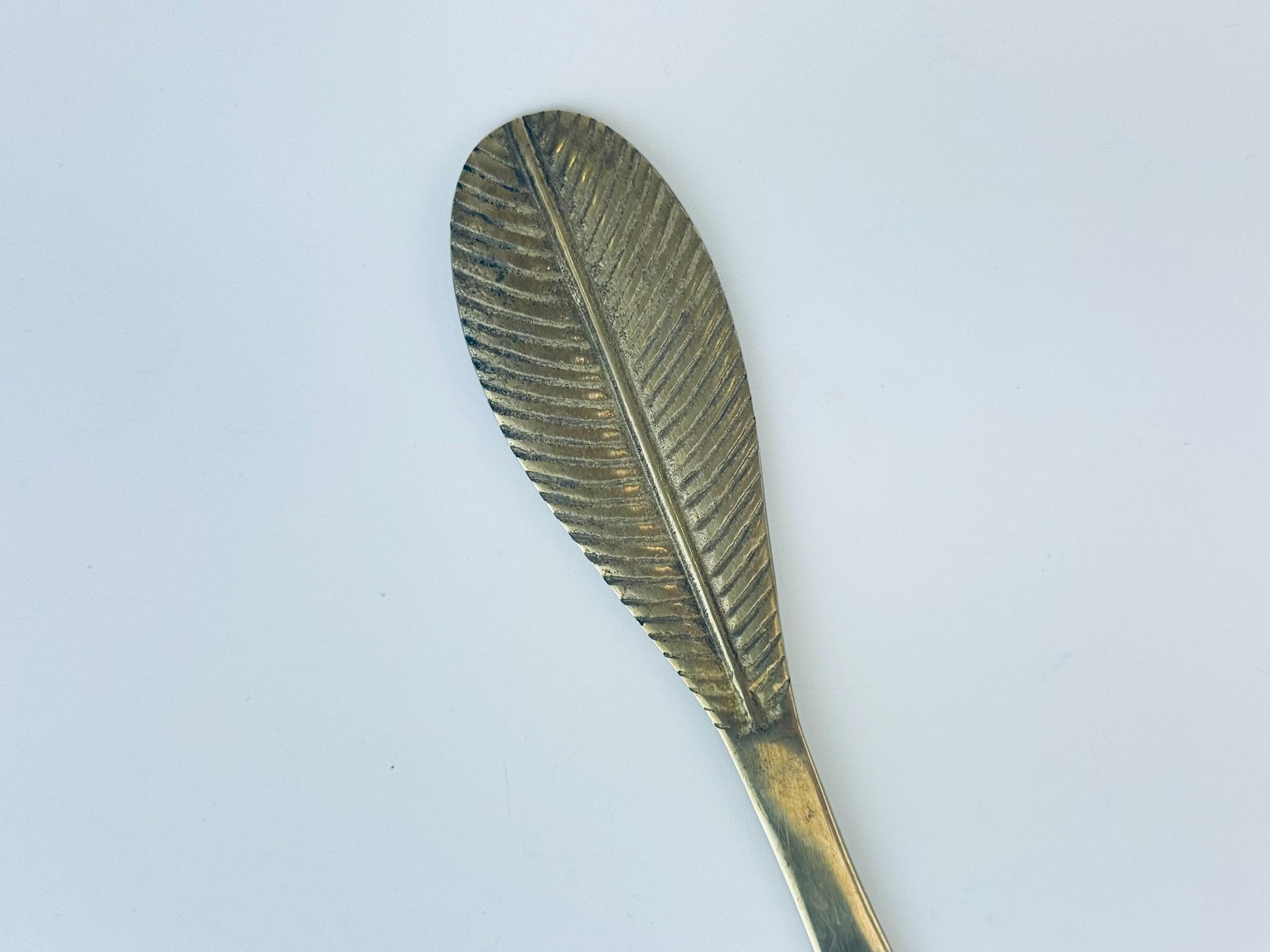Product image for 'vintage solid brass shoe horns attractive aged metal patina sold separately' (view fbc717)