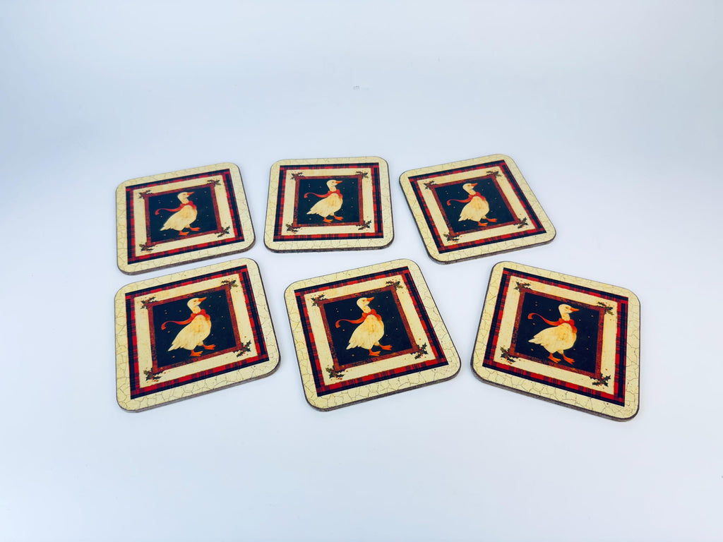 Product image for 'vintage pimpernel red bowchristmas goose coaster set set of six 6 made in england' (view 6909c3)
