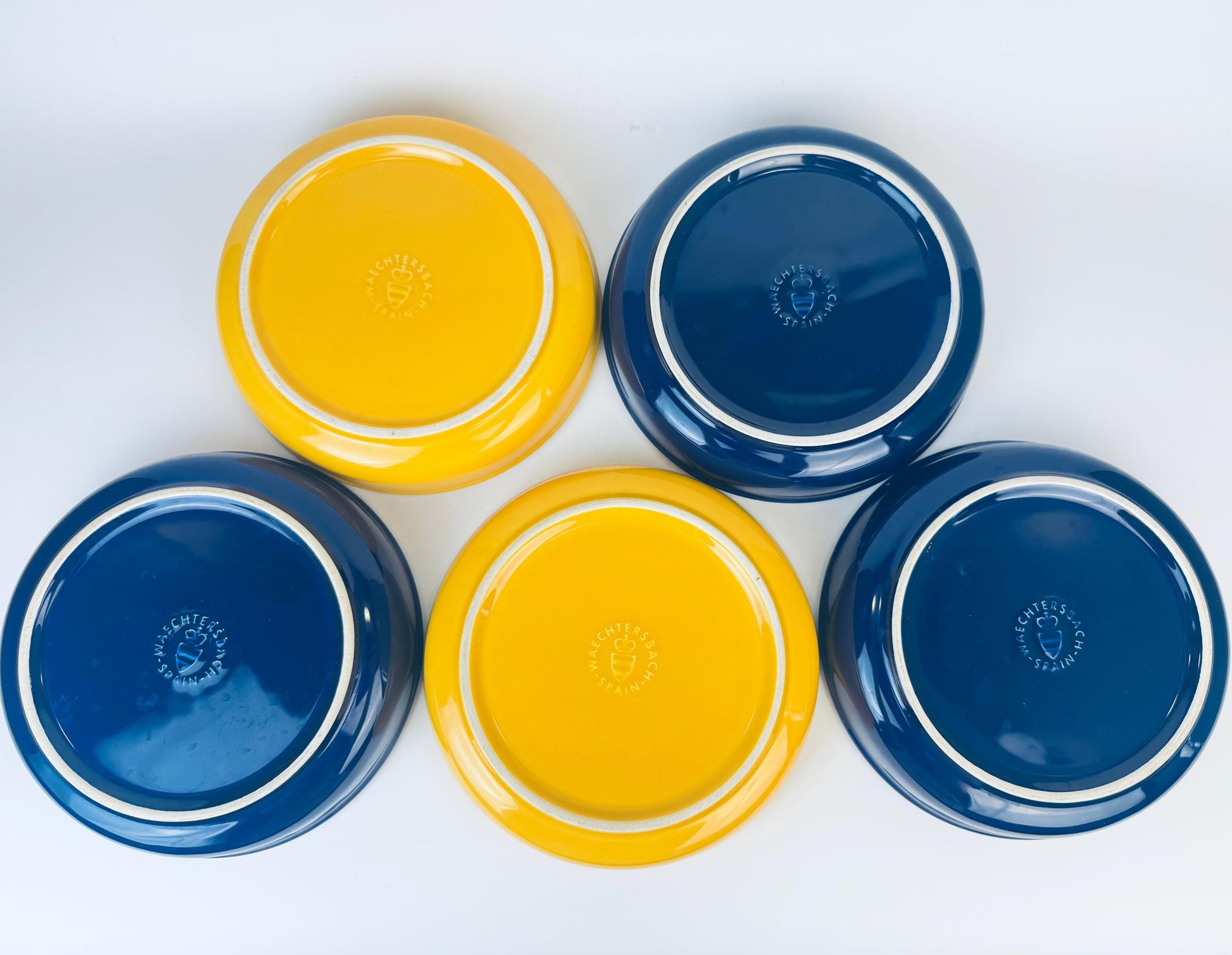 Product image for 'vintage waechtersbach blue bright yellow wide ceramic bowls made in spain sold separately' (view 0cbb87)