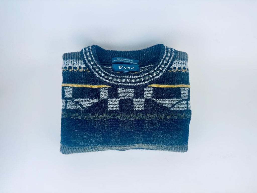 Product image for 'vintage 80s 90s geometric sweater size medium m acrylic wool blend made in italy by bosa' (view 904ca5)