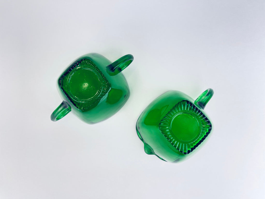 Product image for 'vintage anchor hocking emerald green glass cream sugar set' (view 5df172)