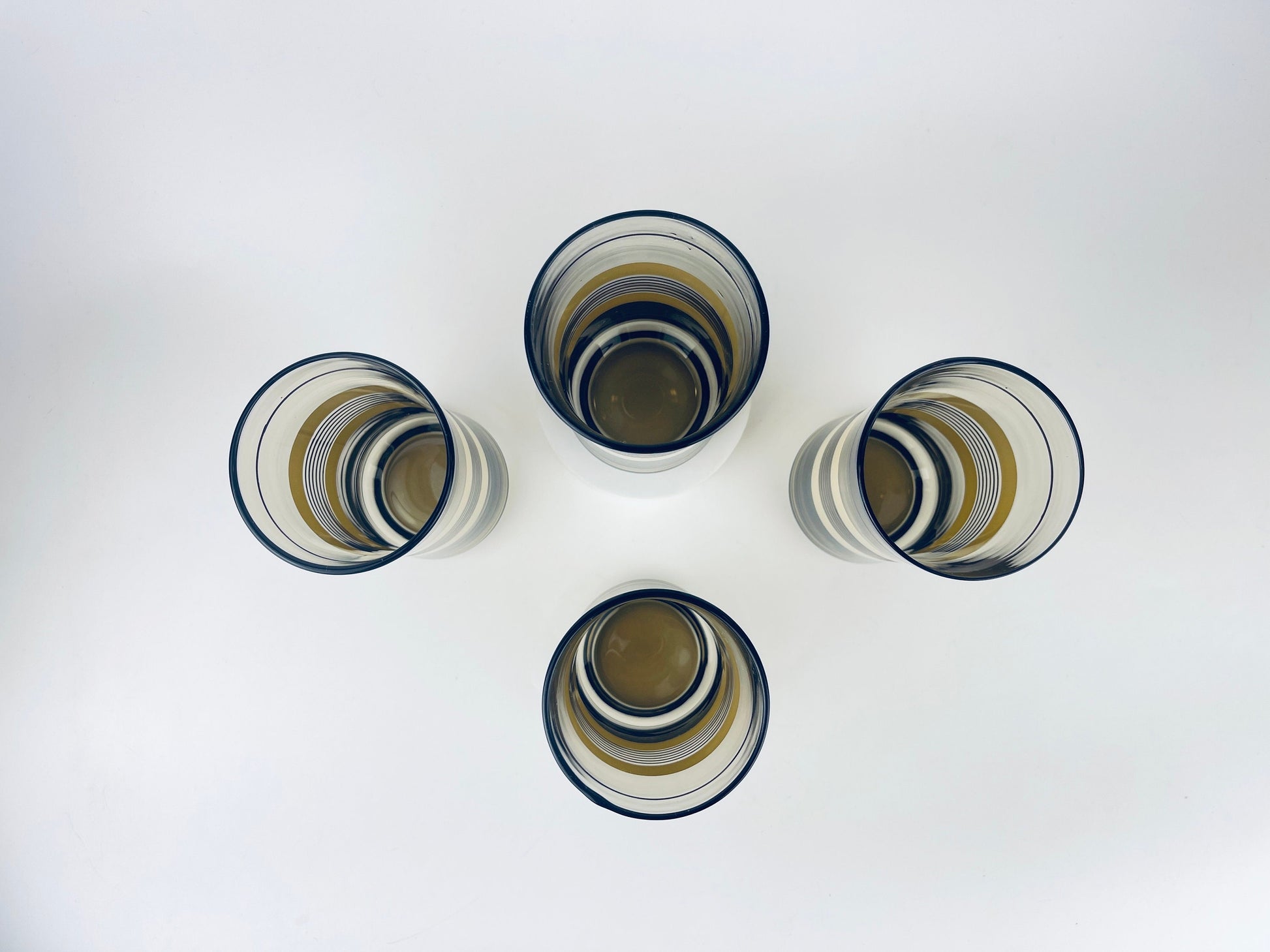 Product image for 'vintage beige brown striped water glasses set of four 5' (view b4017c)