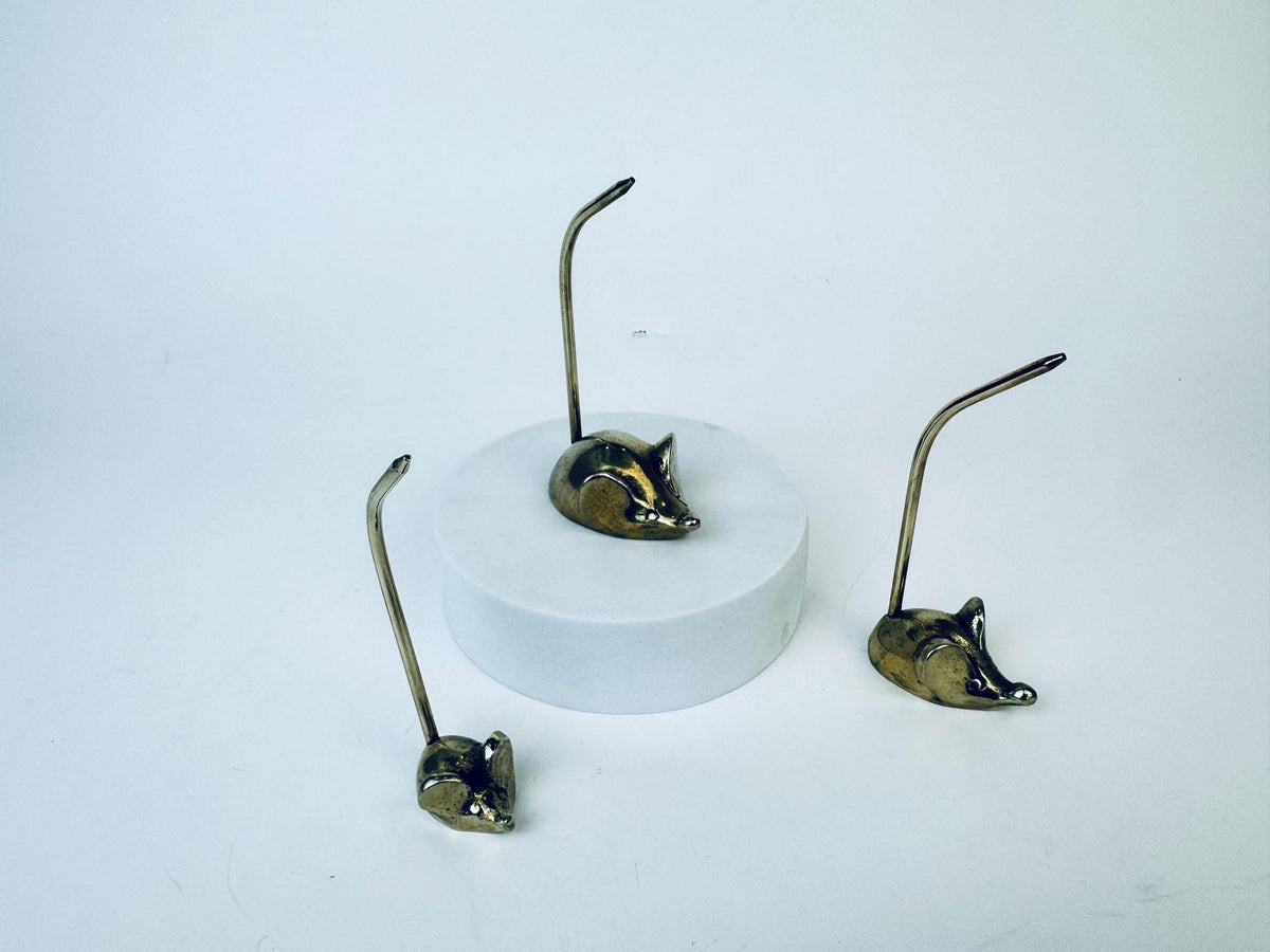 Product image for 'vintage small brass mice jewellery receipt storage set of three 3' (view 2f622f)