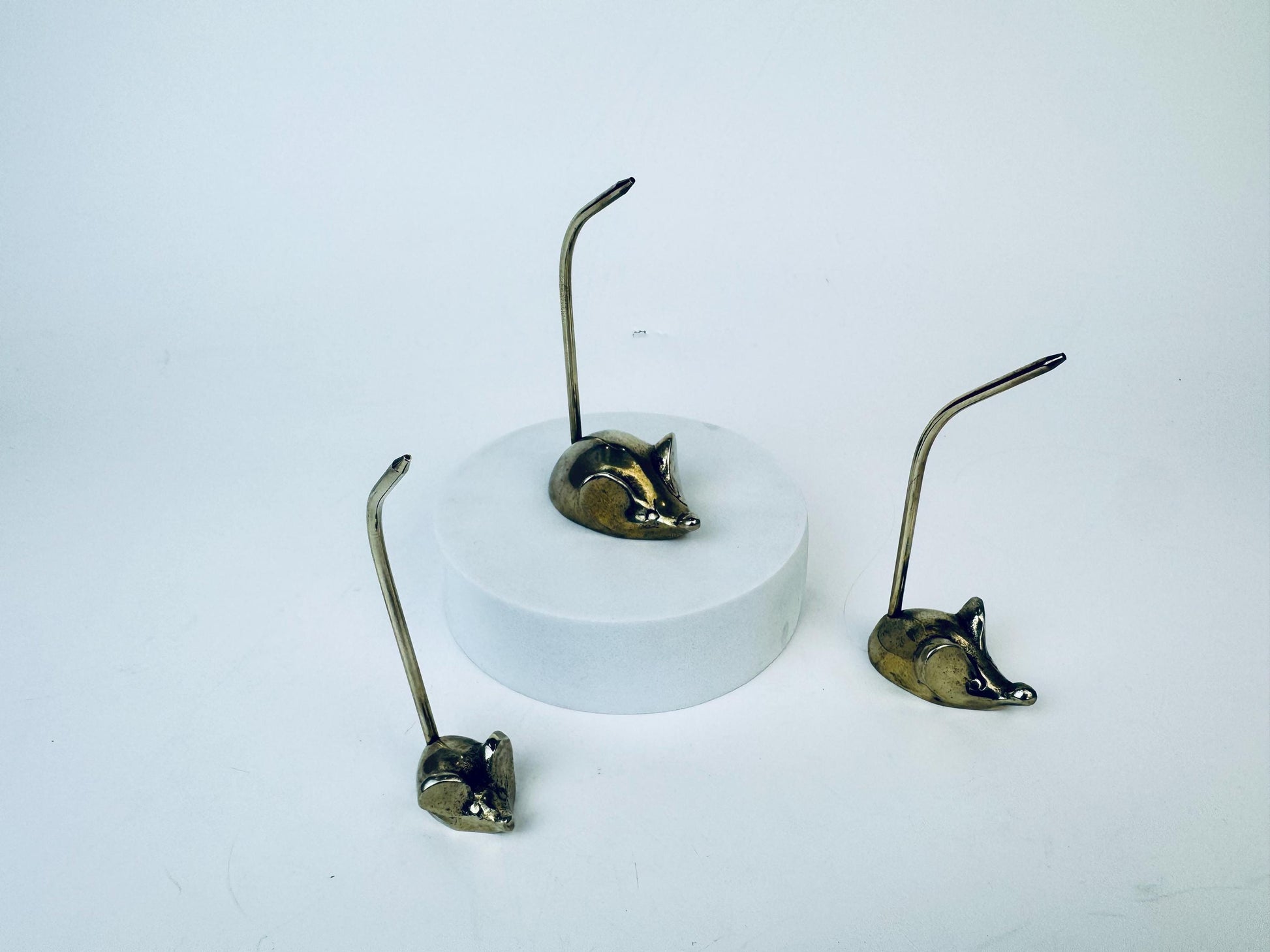 Product image for 'vintage small brass mice jewellery receipt storage set of three 3' (view 2f622f)