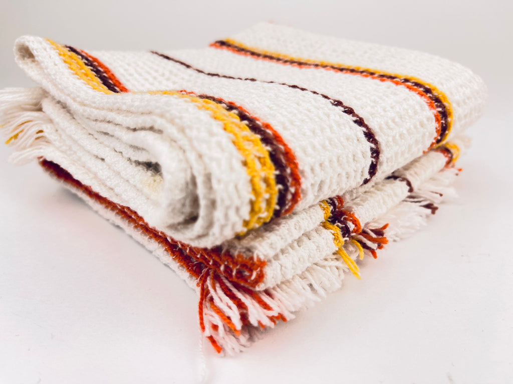 Product image for 'vintage rectangular striped waffle hand towels set of two 2 100 cotton' (view d4cf2d)