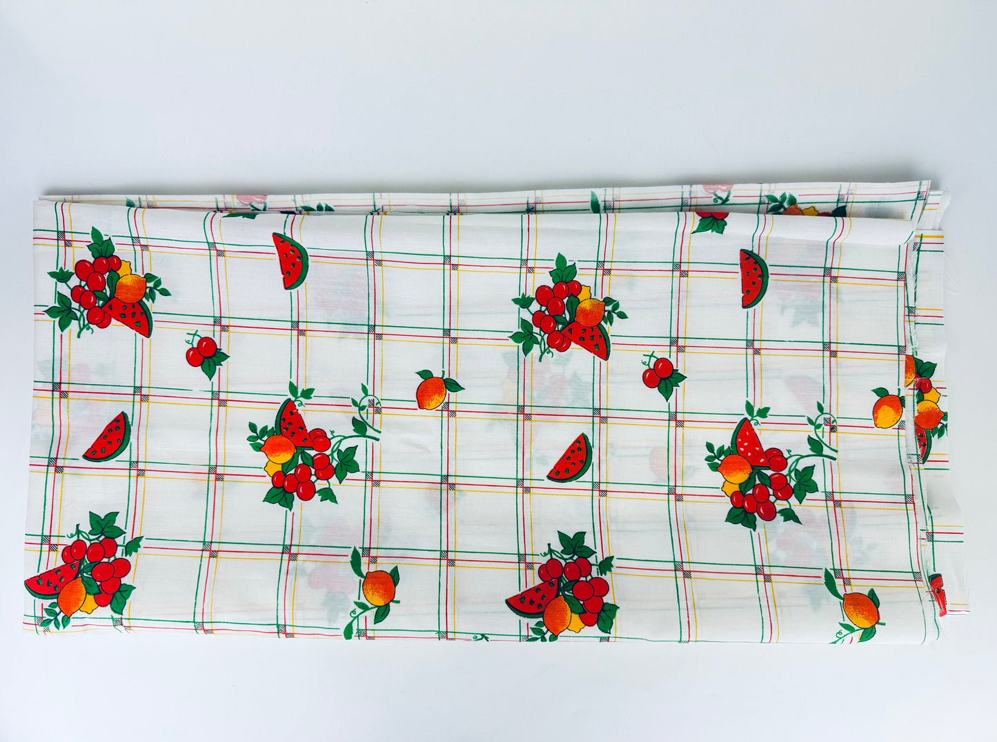 Tissu à carreaux vintage à motif de fruits - 122 x 122 cm - Matériel de pique-nique