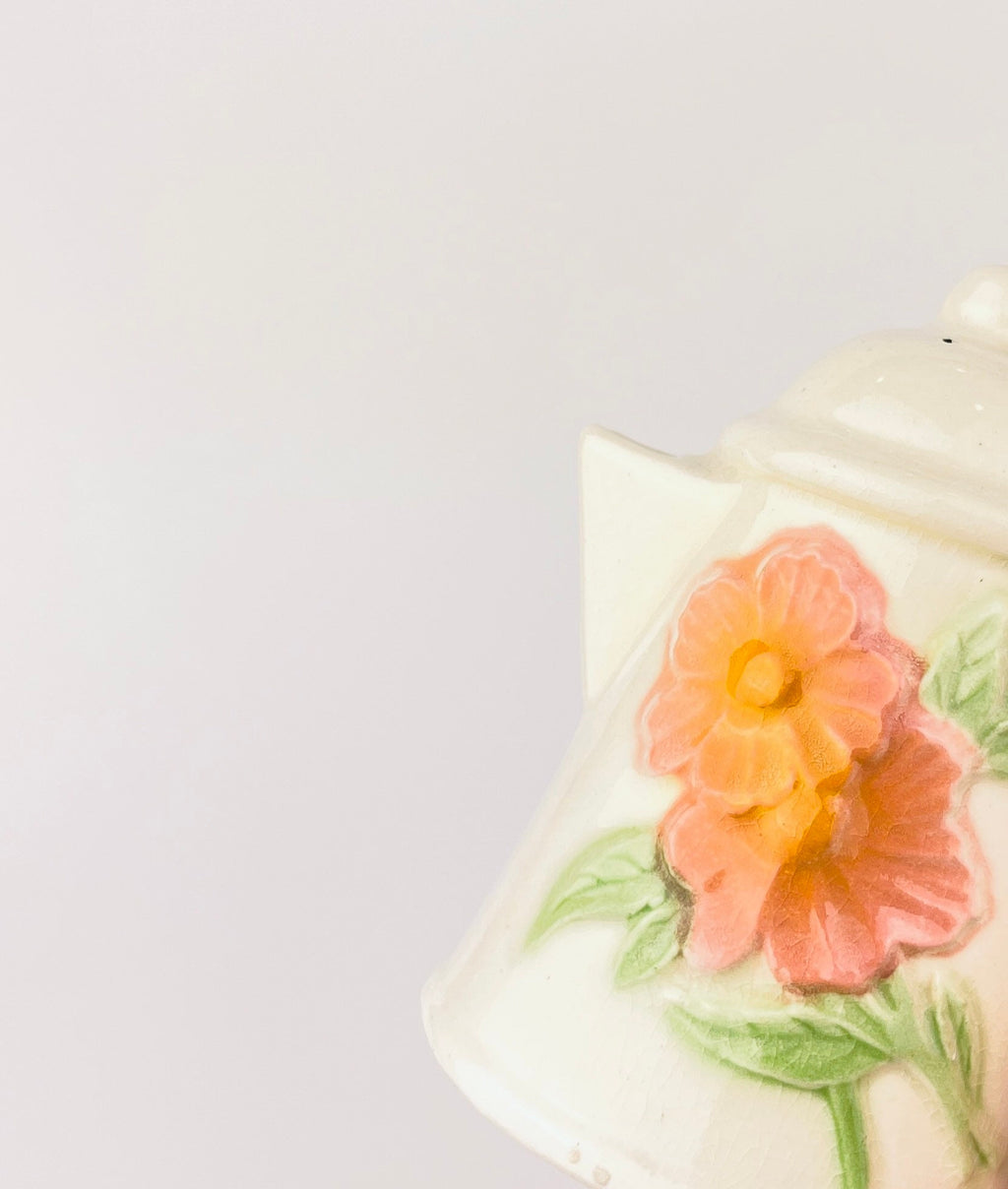 Product image for 'vintage pink floral ceramic watering jug with elegant crazing shabby chic garden accent' (view bffe97)