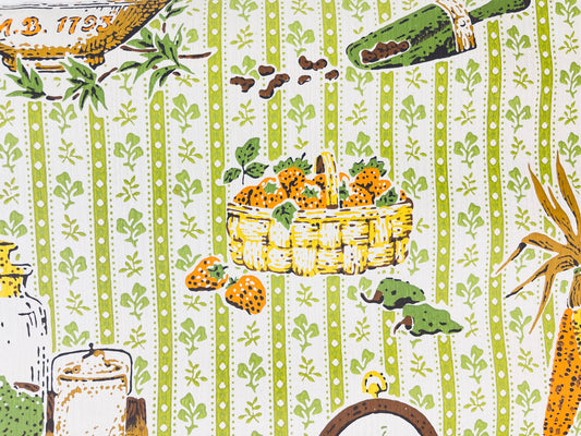 Product image for 'vintage beige green kitchy kitchen wallpaper lightly textured vintage craft project paper upcycle material' (view ccaa3a)