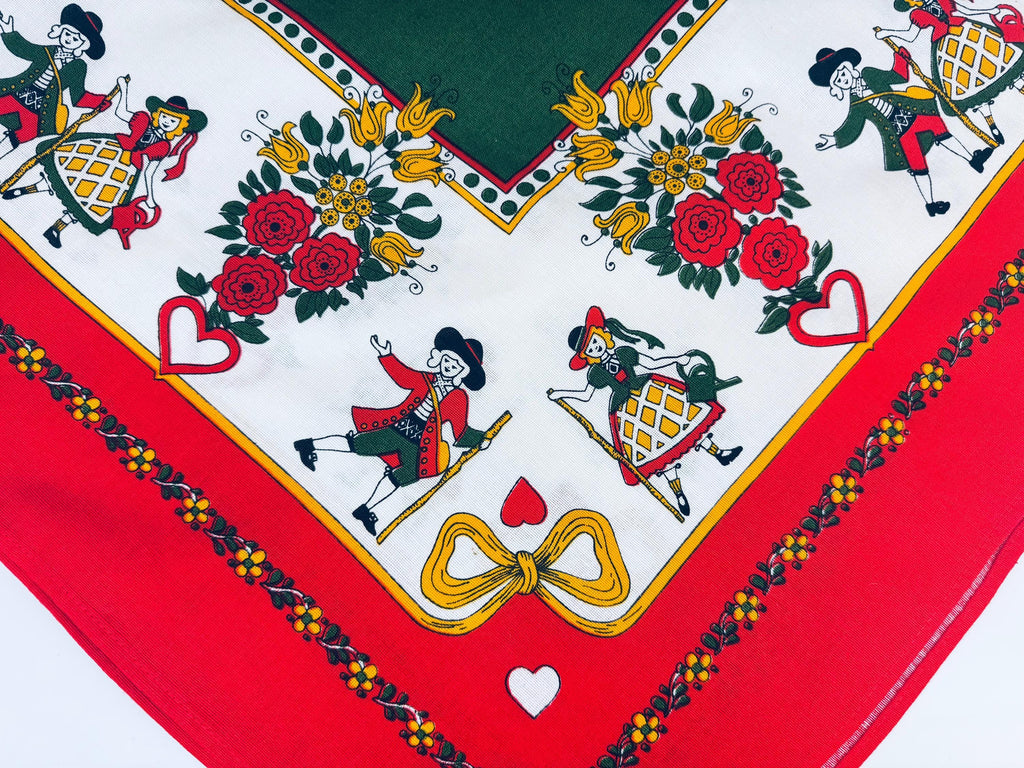 Product image for 'vintage folk art floral print edge square table cloth 40 x 40' (view b93fe1)