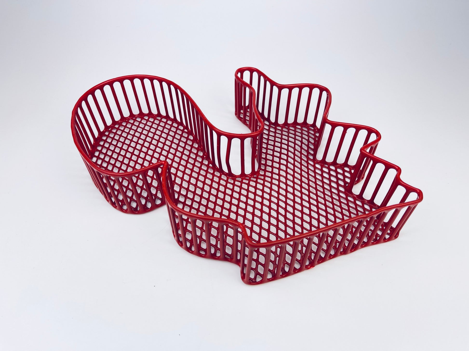 Product image for 'vintage red wire squirrel basket mid century wall or desk organizer' (view f32f14)