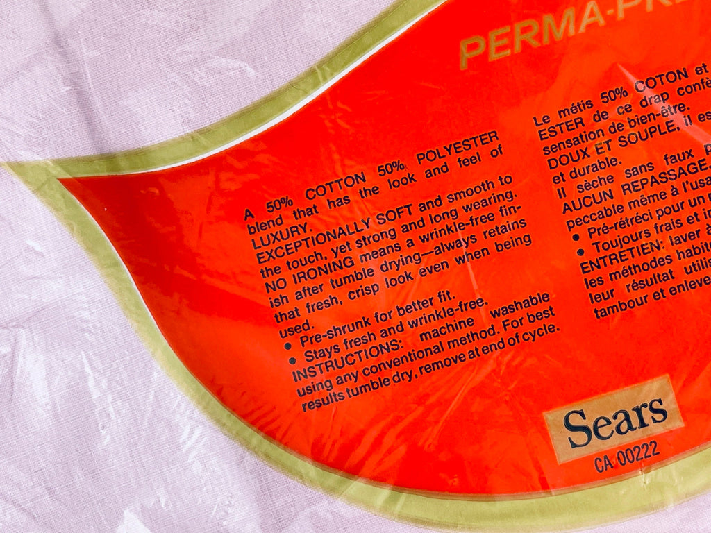 Product image for 'vintage sears perma prest pink twin flat sheet 50 50 cotton polyester blend new old stock nos made in canada' (view eaa942)
