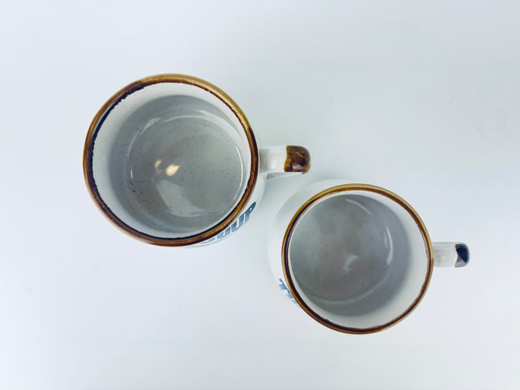 Product image for 'vintage festival hand made stoneware ceramic handled soup bowls set of two 2 made in korea' (view 146f8b)
