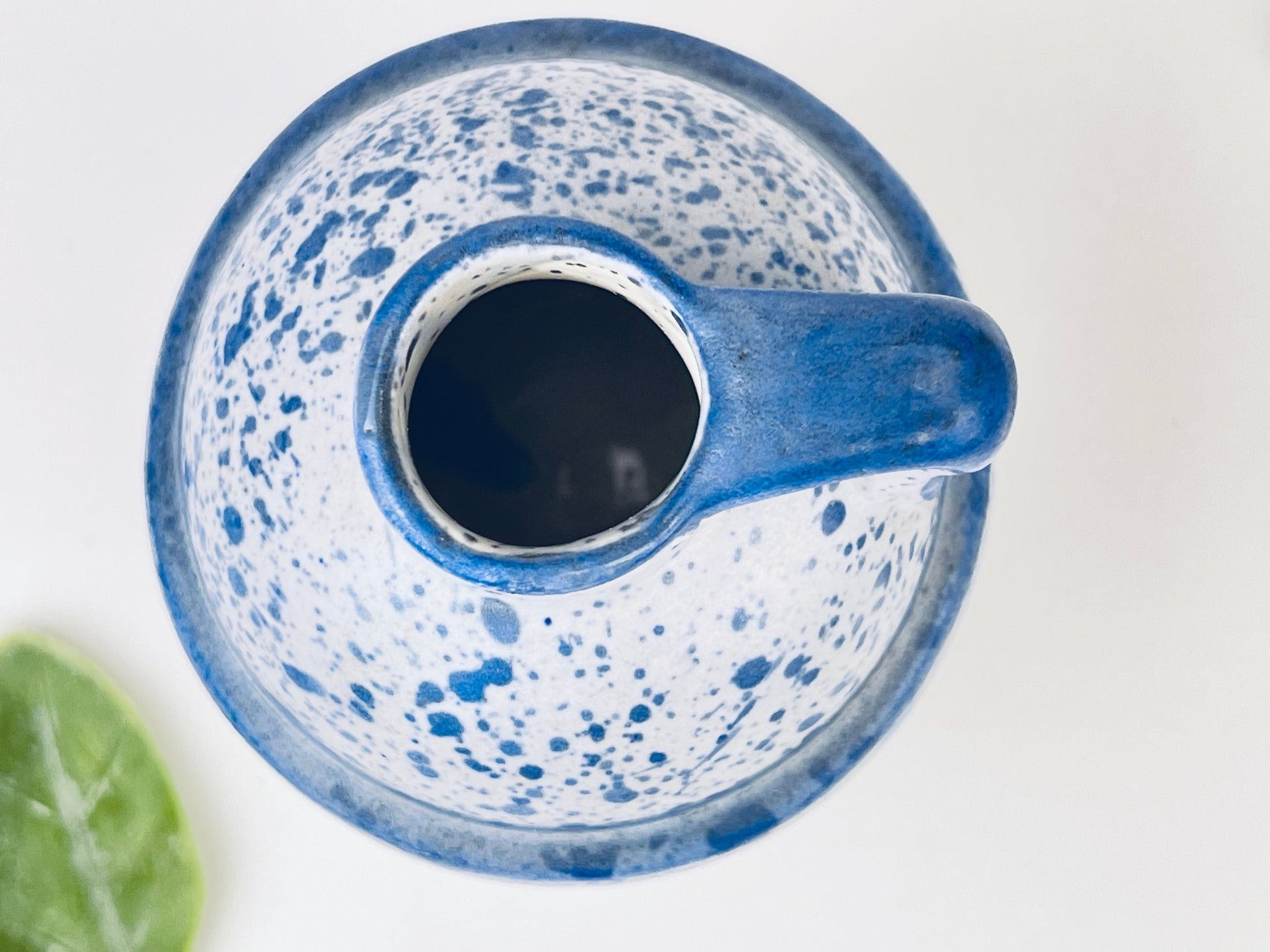 Product image for 'vintage white blue speckle glazed ceramic jug vase laurentian canada pottery' (view 49e364)