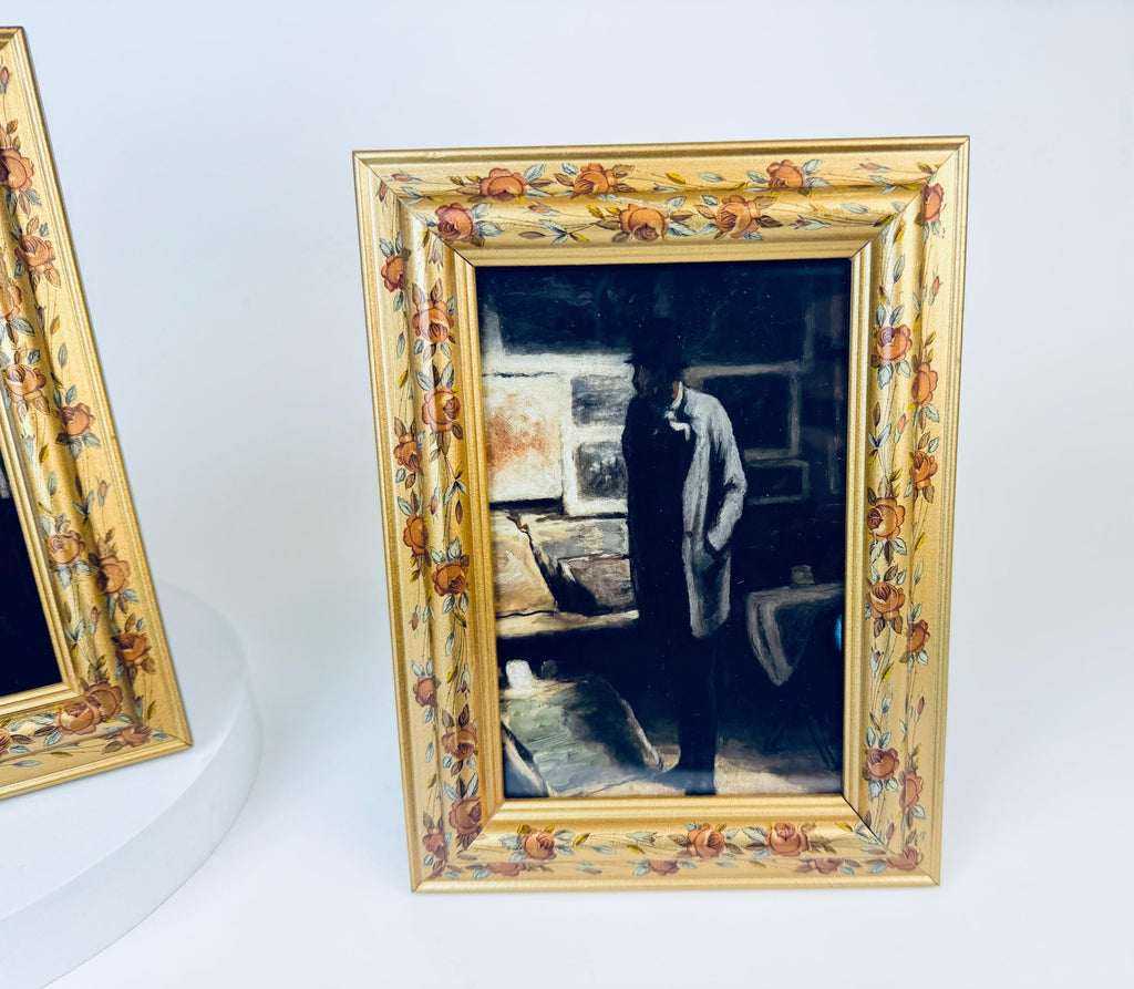 Product image for 'vintage floral rose painted gold solid wood tabletop picture frames 4 x 6 sold separately' (view c40e68)