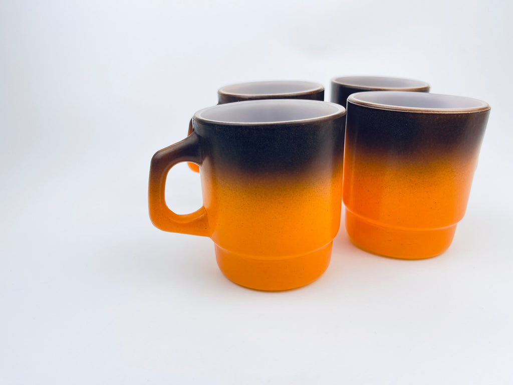 Product image for 'vintage anchor hocking fire king orange brown ombre milk glass mugs made in usa sold individually' (view 054161)