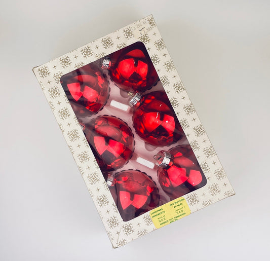 Product image for 'vintage 1960s red glass christmas ornaments oversized set of 6 gdr woolworth' (view 9b1873)