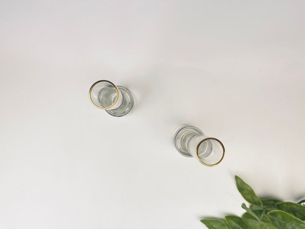Product image for 'vintage gold black striped small bud glass vases set of two 2' (view 292930)