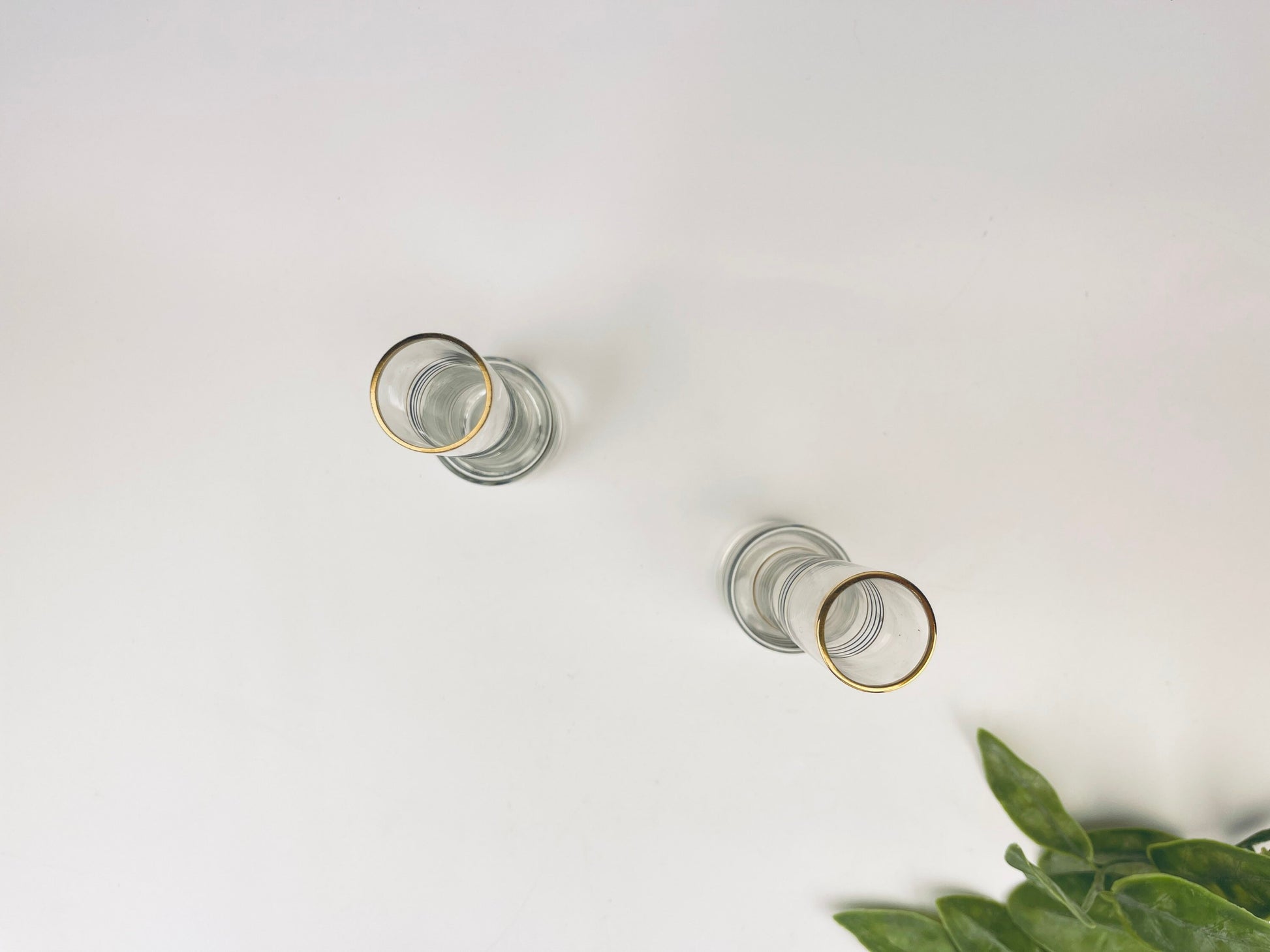 Product image for 'vintage gold black striped small bud glass vases set of two 2' (view 292930)