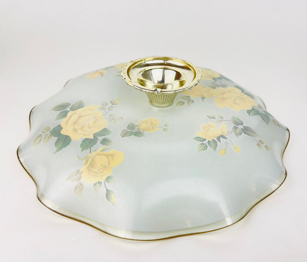 Product image for 'vintage ruffled glass yellow rose floral pedestal bowl james clarke sons england stoke on trent' (view 3ac765)