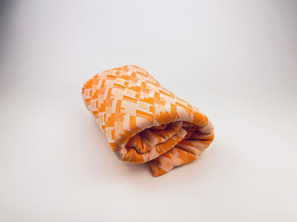 Product image for 'vintage orange white diamond polyester stretch fabric 45 x 62' (view c53cdb)
