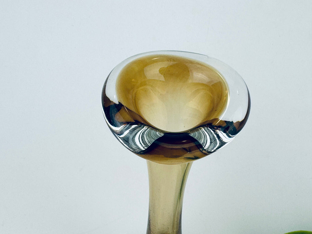 Product image for 'vintage aseda bo borgstrom bud vase hand blown brown clear controlled bubble base' (view 7bad78)