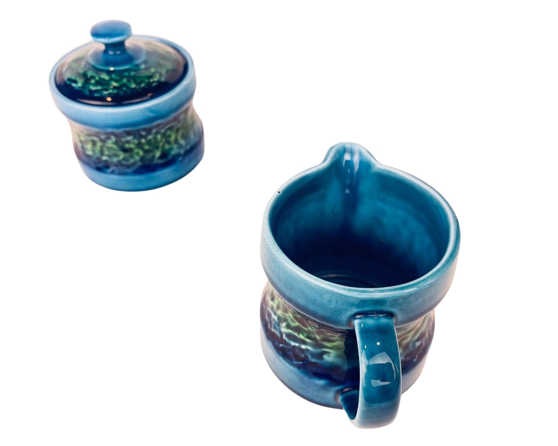 Product image for 'vintage japanese drip glaze cream sugar set blue green ceramic elegance' (view 4ac66d)