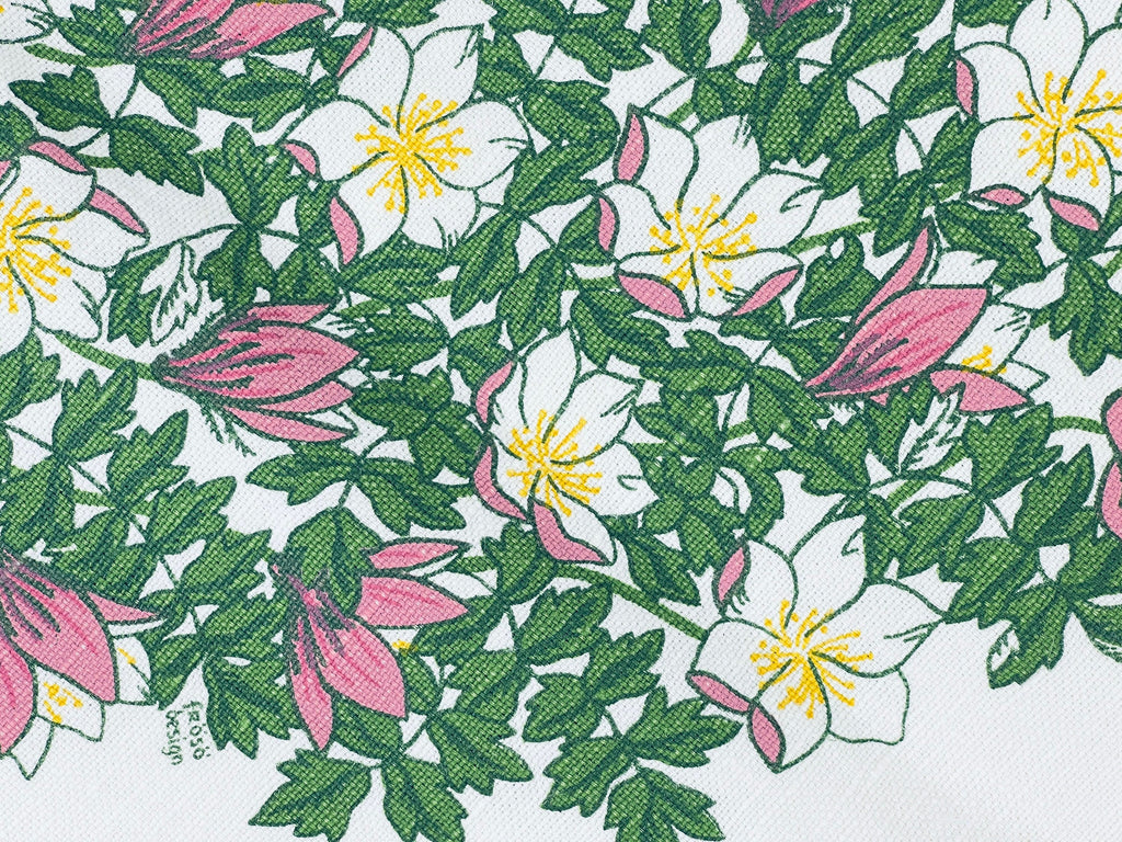 Product image for 'vintage froso handtryck green pink spring floral tablecloth made in sweden' (view 5388a7)