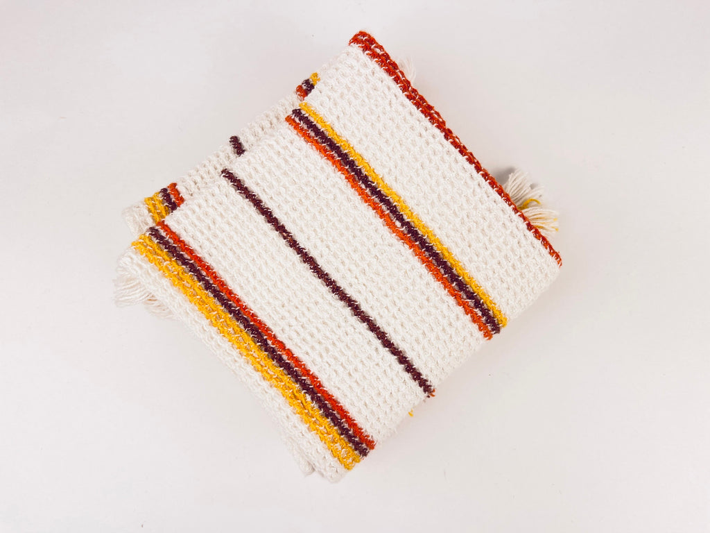 Product image for 'vintage rectangular striped waffle hand towels set of two 2 100 cotton' (view 3aa609)