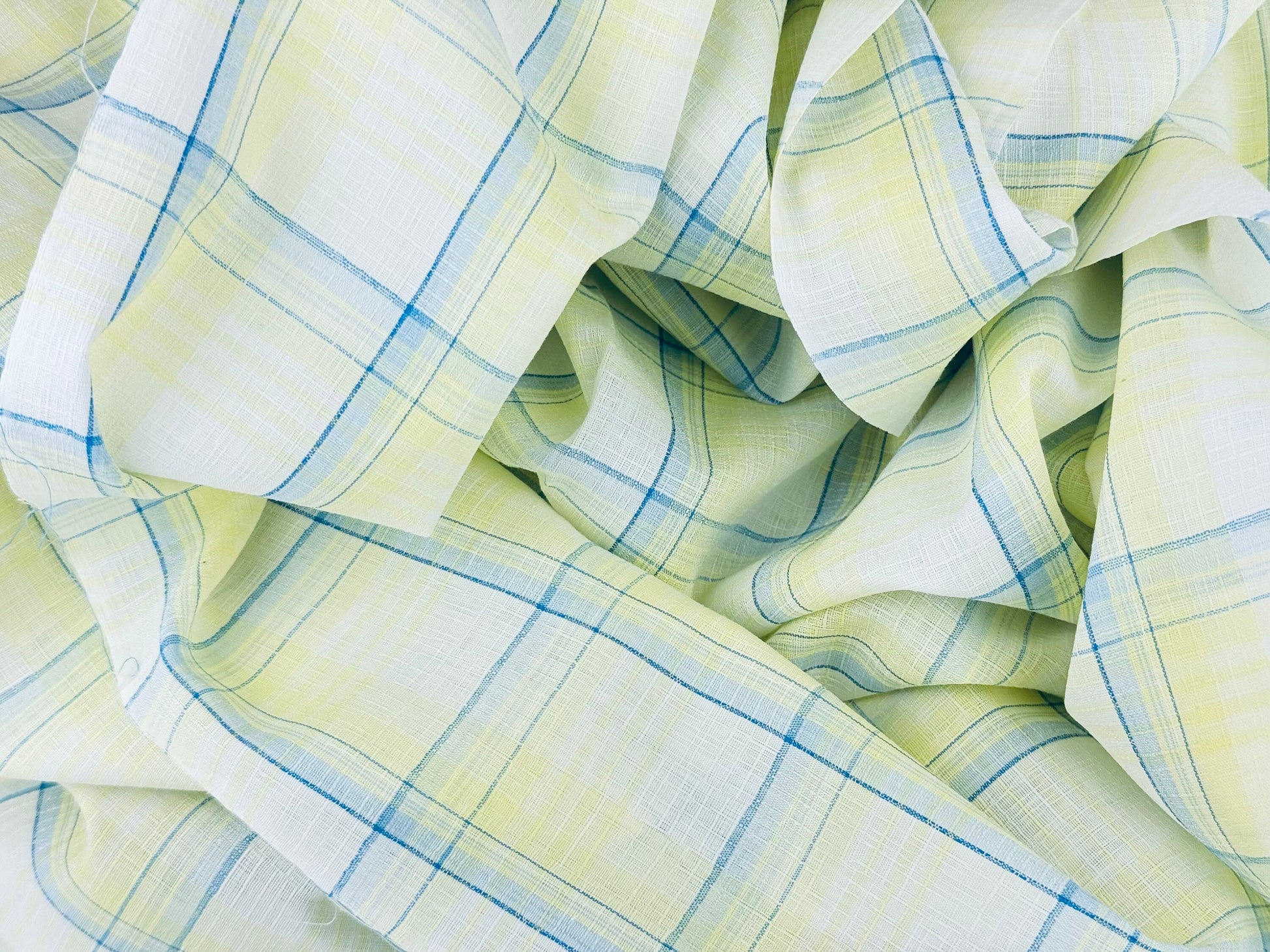 Product image for 'vintage ombre blue white plaid shirt polyester fabric material 41 x 72' (view ad6a7f)