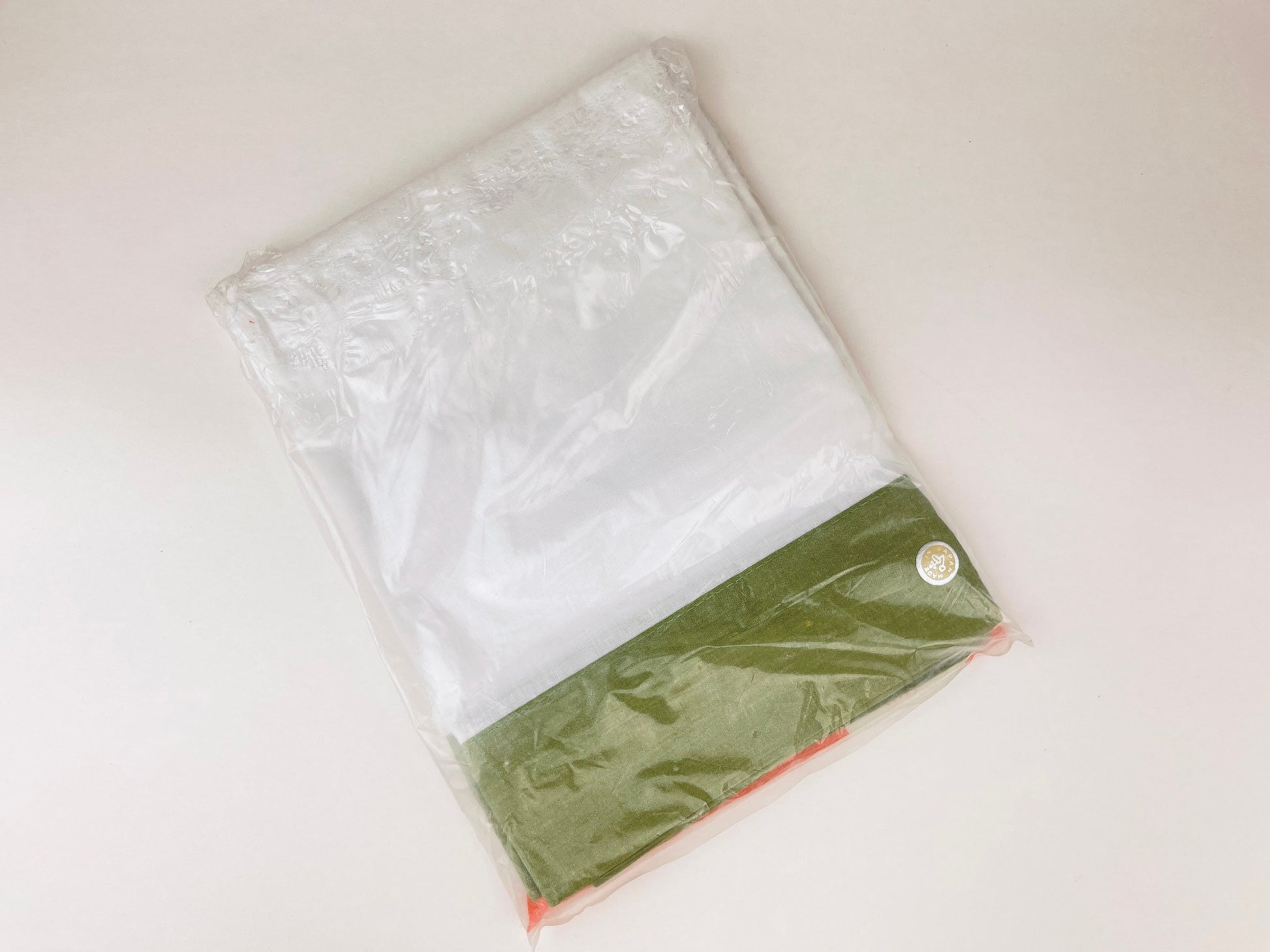 Product image for 'vintage muslin pillowcases nos 60s japanese cotton olive trim' (view f5656a)