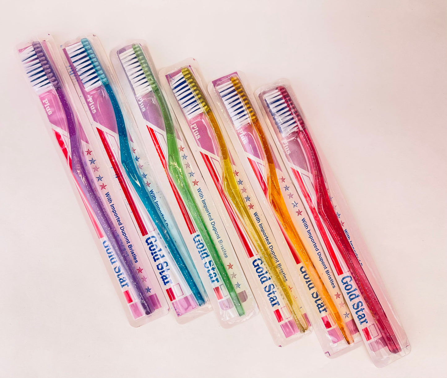 Product image for 'vintage gold star tooth brush new with imported dupont bristles soft medium set of six 6 sets sold separately' (view 5861f2)