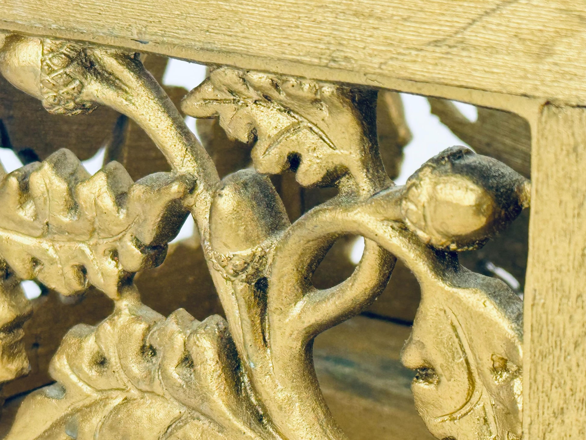 Product image for 'vintage gold carved wood box botanical desktop organizer' (view 0ba2af)
