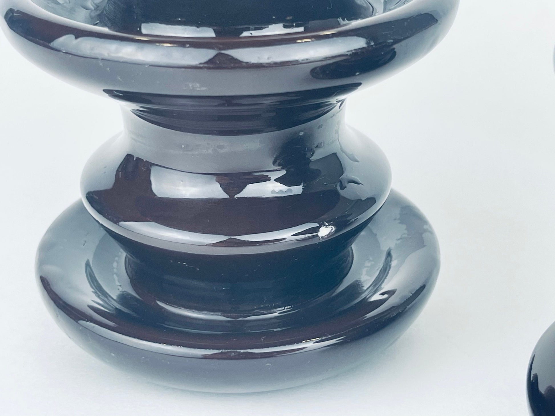Product image for 'vintage curvy dark brown ceramic candlestick holders set of two 2' (view 2c04af)