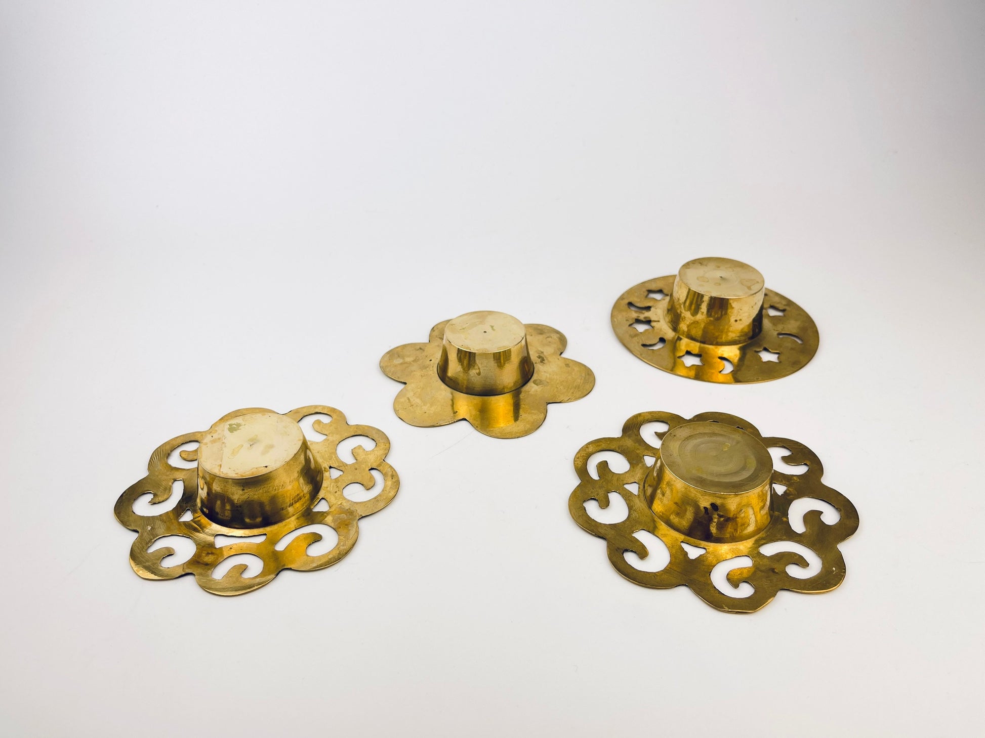 Product image for 'vintage solid brass votive tea light candle holder attractive aged patina sold separately' (view d9875f)