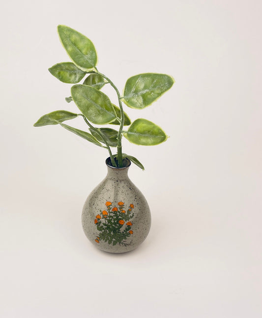 Product image for 'vintage japanese grey speckled bud vase mid century stoneware elegance' (view ae1787)