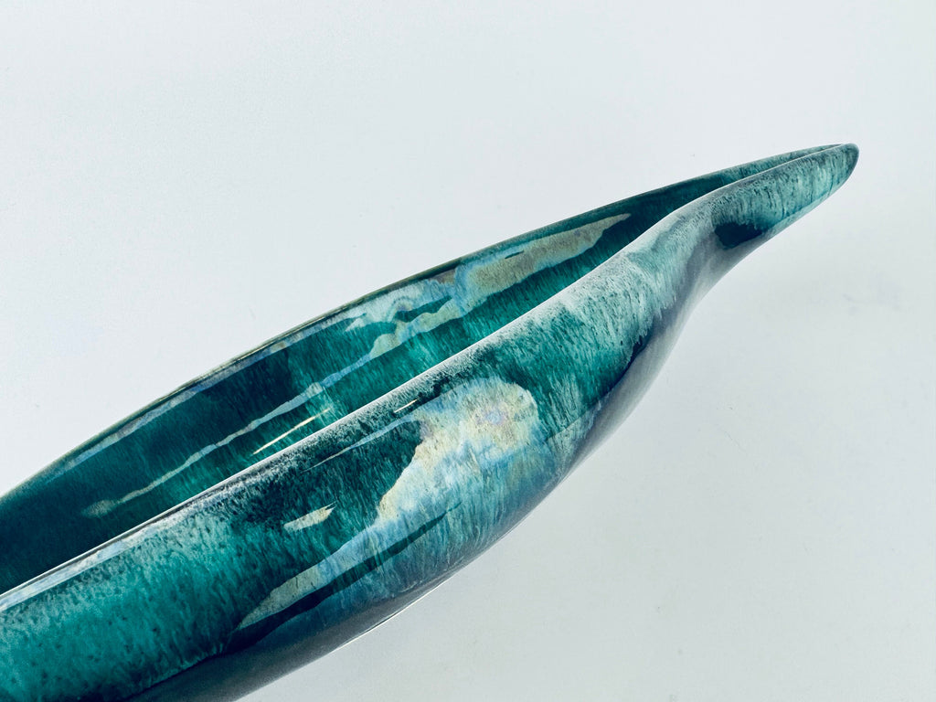 Product image for 'vintage blue mountain pottery bmp green drip glaze ceramic atomic shaped centrepiece bowl made in canada' (view 5c3caa)